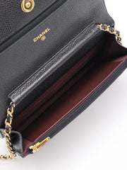 CHANEL Classic Grained Calfskin Wallet on Chain - Black with Gold Hardware [Series 31]