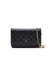 CHANEL Classic Grained Calfskin Wallet on Chain - Black with Gold Hardware [Series 31]