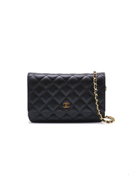 CHANEL Classic Grained Calfskin Wallet on Chain - Black with Gold Hardware [Series 31]