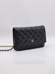 CHANEL Classic Grained Calfskin Wallet on Chain - Black with Gold Hardware [Series 31]