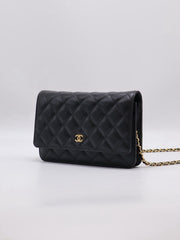 CHANEL Classic Grained Calfskin Wallet on Chain - Black with Gold Hardware [Series 31]