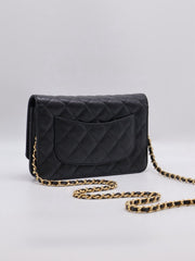 CHANEL Classic Grained Calfskin Wallet on Chain - Black with Gold Hardware [Series 31]