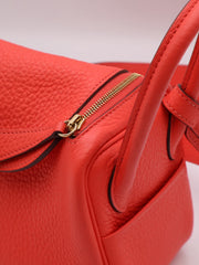 HERMES Mini Lindy - Rose Texas with Gold Hardware [Z]