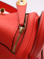 HERMES Mini Lindy - Rose Texas with Gold Hardware [Z]