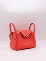 HERMES Mini Lindy - Rose Texas with Gold Hardware [Z]