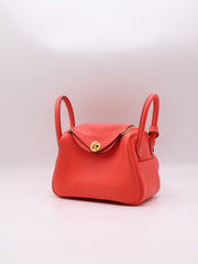 HERMES Mini Lindy - Rose Texas with Gold Hardware [Z]