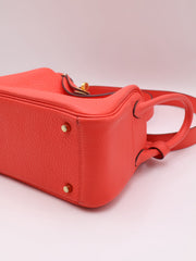 HERMES Mini Lindy - Rose Texas with Gold Hardware [Z]