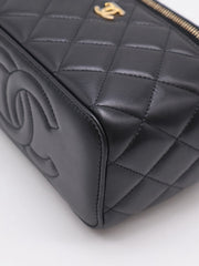 CHANEL Classic Lambskin Gold Ball Long Vanity Case - Black with Gold Hardware