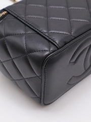 CHANEL Classic Lambskin Gold Ball Long Vanity Case - Black with Gold Hardware