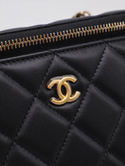 CHANEL Classic Lambskin Gold Ball Long Vanity Case - Black with Gold Hardware