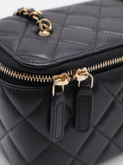 CHANEL Classic Lambskin Gold Ball Long Vanity Case - Black with Gold Hardware