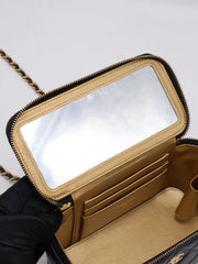 CHANEL Classic Lambskin Gold Ball Long Vanity Case - Black with Gold Hardware
