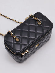 CHANEL Classic Lambskin Gold Ball Long Vanity Case - Black with Gold Hardware