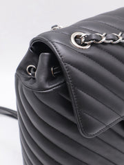 CHANEL Salzburg Chevron Backpack - Black with Silver Hardware [Series 22]