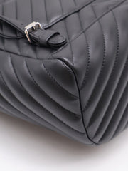 CHANEL Salzburg Chevron Backpack - Black with Silver Hardware [Series 22]