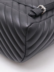 CHANEL Salzburg Chevron Backpack - Black with Silver Hardware [Series 22]