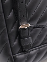 CHANEL Salzburg Chevron Backpack - Black with Silver Hardware [Series 22]