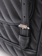 CHANEL Salzburg Chevron Backpack - Black with Silver Hardware [Series 22]