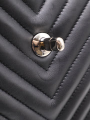CHANEL Salzburg Chevron Backpack - Black with Silver Hardware [Series 22]