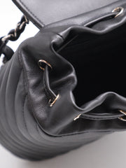 CHANEL Salzburg Chevron Backpack - Black with Silver Hardware [Series 22]