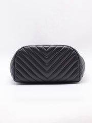 CHANEL Salzburg Chevron Backpack - Black with Silver Hardware [Series 22]