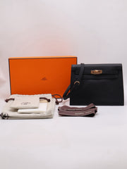 HERMES Kelly Danse II - Noir with Rose Gold Hardware [U]
