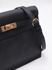 HERMES Kelly Danse II - Noir with Rose Gold Hardware [U]