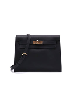 HERMES Kelly Danse II - Noir with Rose Gold Hardware [U]