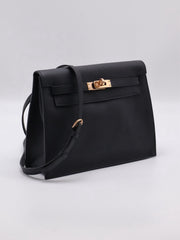 HERMES Kelly Danse II - Noir with Rose Gold Hardware [U]