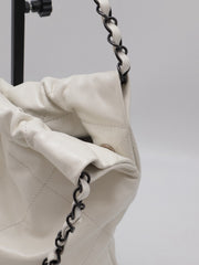 CHANEL 22 Handbag Small - White with Black Lettering