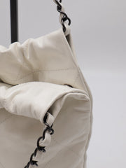 CHANEL 22 Handbag Small - White with Black Lettering