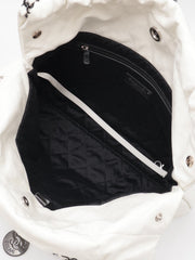 CHANEL 22 Handbag Small - White with Black Lettering