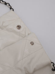 CHANEL 22 Handbag Small - White with Black Lettering