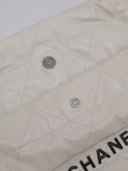 CHANEL 22 Handbag Small - White with Black Lettering