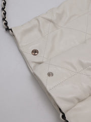 CHANEL 22 Handbag Small - White with Black Lettering