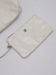 CHANEL 22 Handbag Small - White with Black Lettering