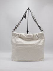 CHANEL 22 Handbag Small - White with Black Lettering