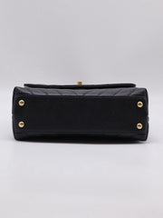 CHANEL Small Coco Handle Chevron - Black with Gold Hardware [Series 26]