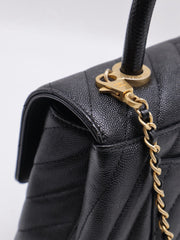 CHANEL Small Coco Handle Chevron - Black with Gold Hardware [Series 26]