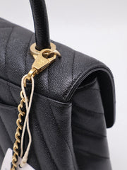 CHANEL Small Coco Handle Chevron - Black with Gold Hardware [Series 26]