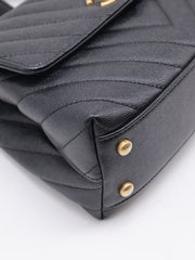 CHANEL Small Coco Handle Chevron - Black with Gold Hardware [Series 26]