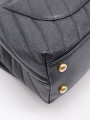 CHANEL Small Coco Handle Chevron - Black with Gold Hardware [Series 26]