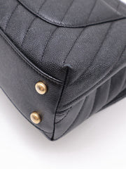 CHANEL Small Coco Handle Chevron - Black with Gold Hardware [Series 26]