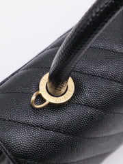 CHANEL Small Coco Handle Chevron - Black with Gold Hardware [Series 26]