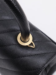 CHANEL Small Coco Handle Chevron - Black with Gold Hardware [Series 26]