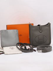 HERMES Mini Evelyne - Gris Meyer with Palladium Hardware [U]