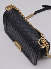 CHANEL Boy Flap Bag 25 Grained Calfskin - Black with Gold Hardware [Series 29]