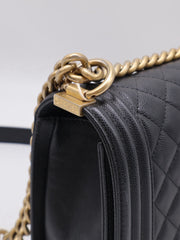 CHANEL Boy Flap Bag 25 Grained Calfskin - Black with Gold Hardware [Series 29]