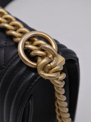 CHANEL Boy Flap Bag 25 Grained Calfskin - Black with Gold Hardware [Series 29]