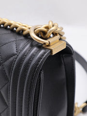 CHANEL Boy Flap Bag 25 Grained Calfskin - Black with Gold Hardware [Series 29]